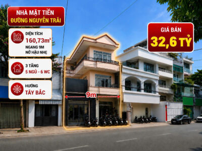 BÁN NHÀ 2 MẶT TIỀN NGUYỄN TRÃI NGANG 9 MÉT